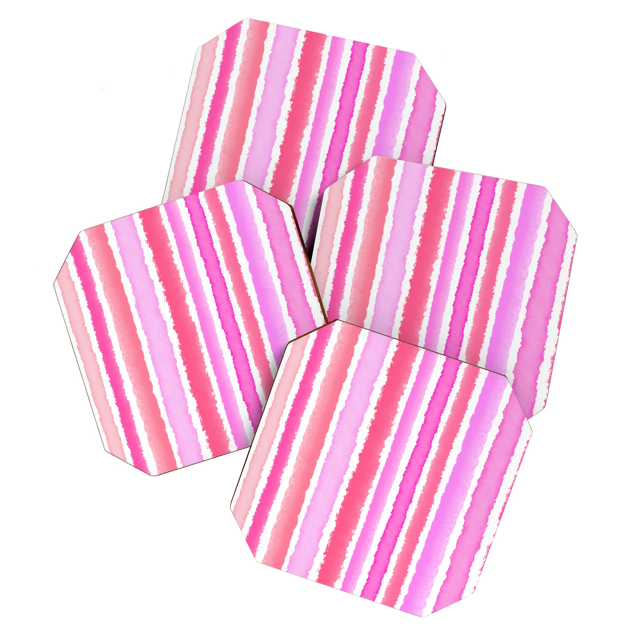 Wide Watercolour Stripes - Pink Coaster Gallery Image 1
