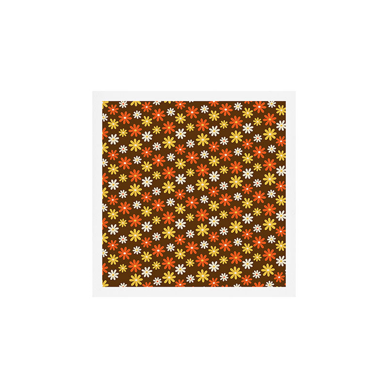 1970s flowers brown and orange Art Print Gallery Image 1