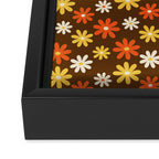 1970s flowers brown and orange Framed Canvas Print Gallery Image 3