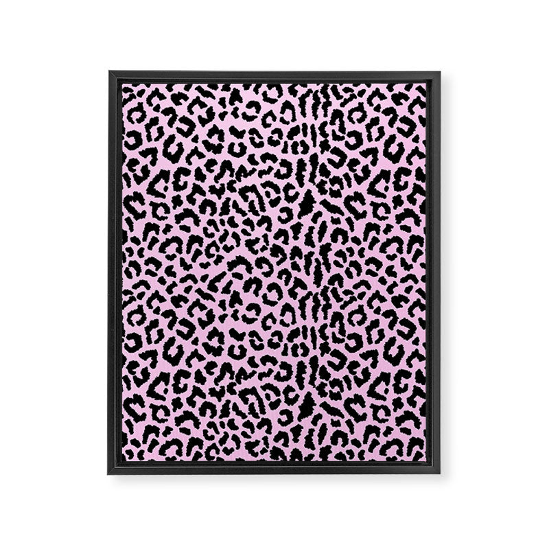2000s leopard-black on palest pink Framed Canvas Print Gallery Image 8
