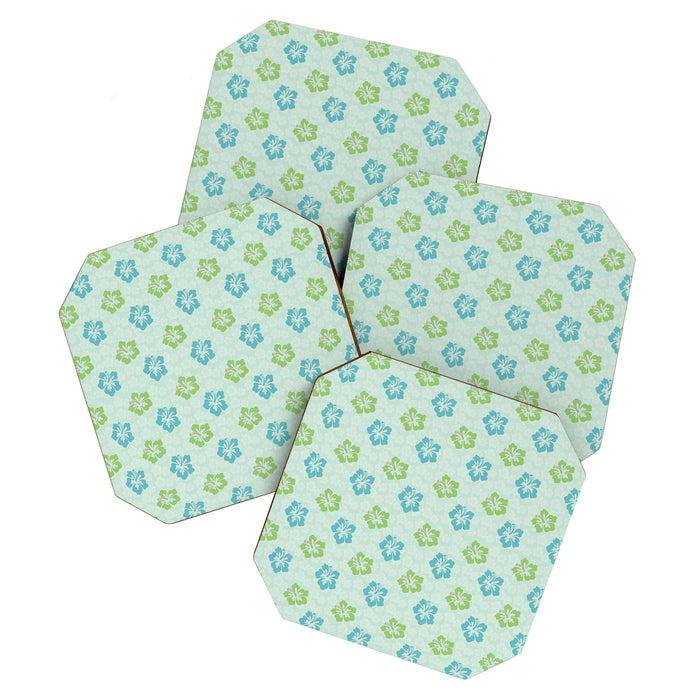  2000s y2k hibiscus pattern Coaster Gallery Image 1