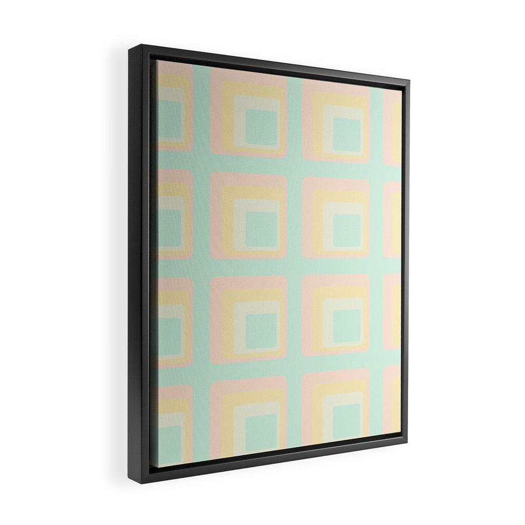 70s mod pale pastels Framed Canvas Print Gallery Image 2