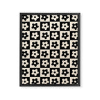 90s flowers checkers cream and black Framed Canvas Print Gallery Image 8