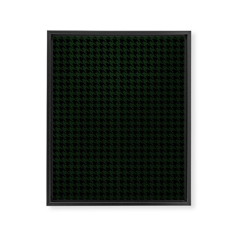 Houndstooth (black and dark green) Framed Canvas Print Gallery Image 8