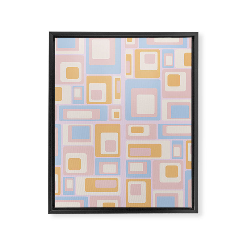 mid century mod squares pastel beach palette Framed Canvas Print Gallery Image 8
