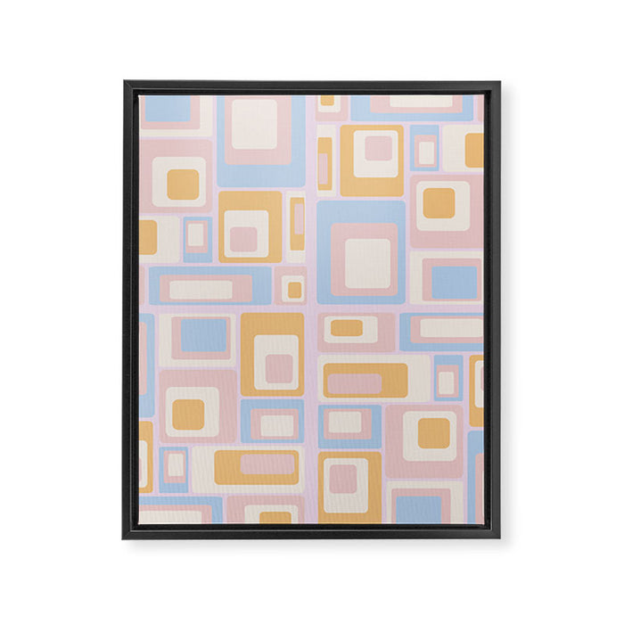 mid century mod squares pastel beach palette Framed Canvas Print Gallery Image 1
