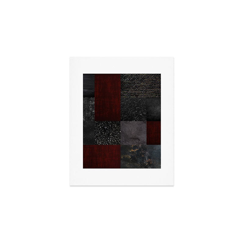Patchwork (Burgundy and Black) Art Print Gallery Image 1