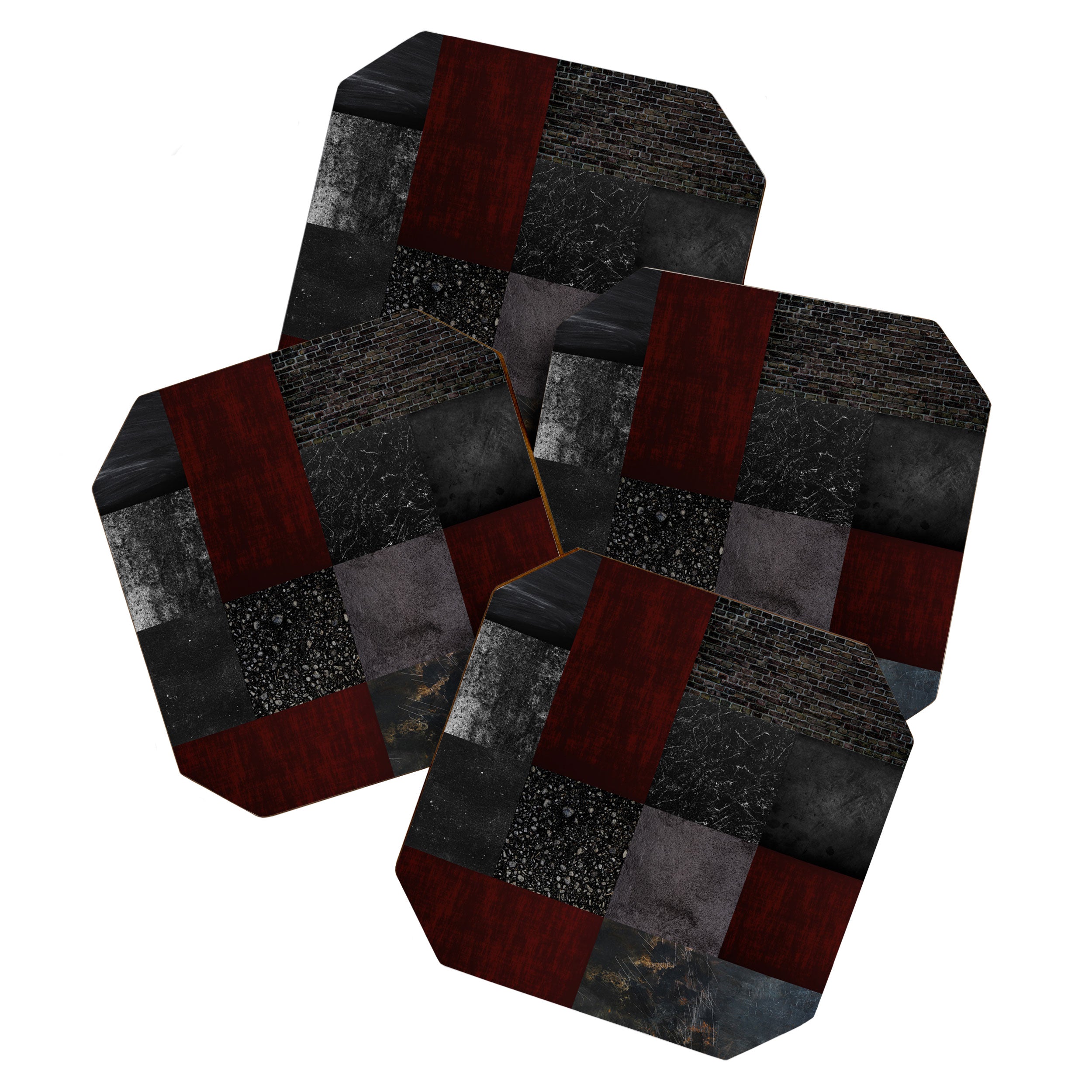 Patchwork (Burgundy and Black) Coaster Gallery Image 1