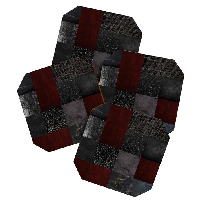 Patchwork (Burgundy and Black) Coaster Gallery Image 1