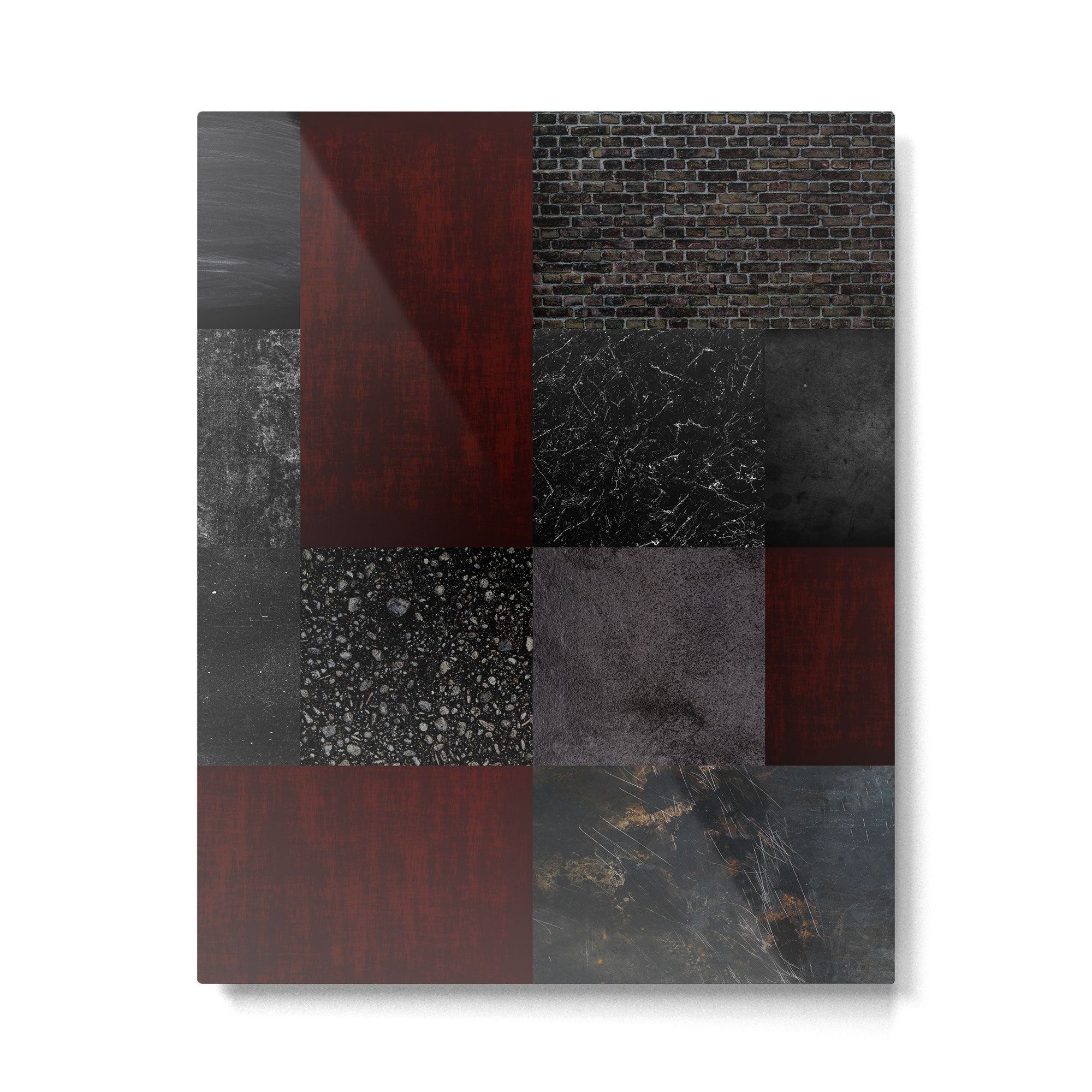 Patchwork (Burgundy and Black) Metal Print Gallery Image 6