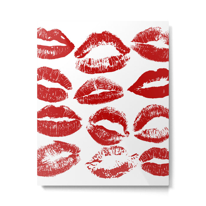 red lipstick kisses Metal Print Gallery Image 1