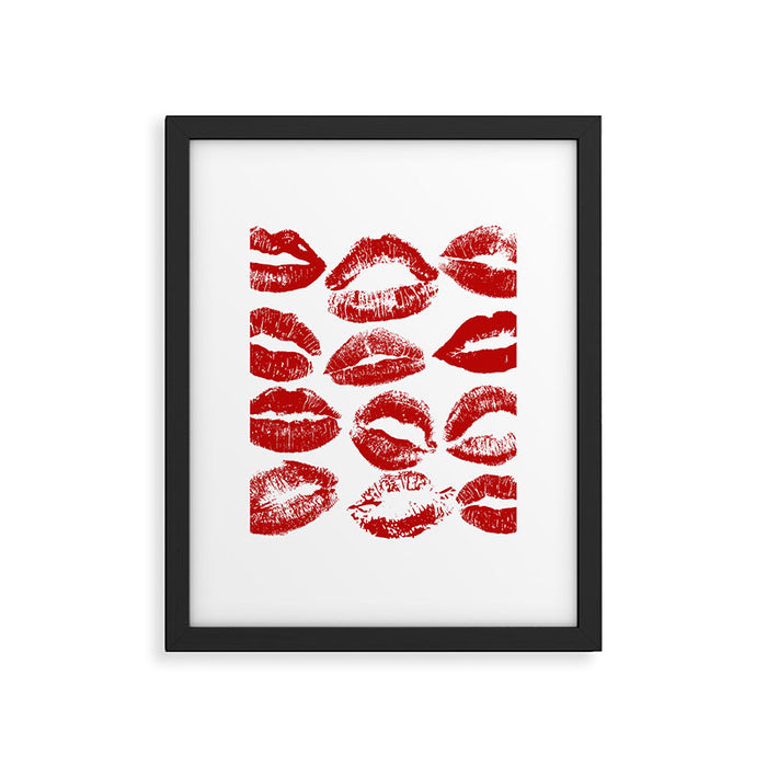 red lipstick kisses Framed Art Print Gallery Image 1