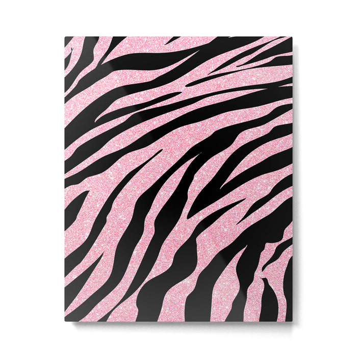 y2k mcbling light pink glitter zebra Metal Print Gallery Image 1