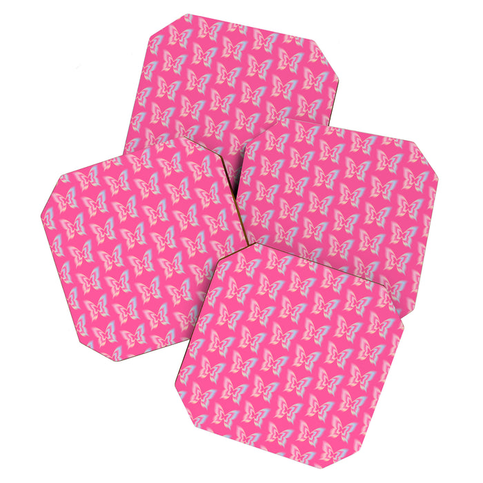 y2k pop super butterfly pink Coaster Gallery Image 1
