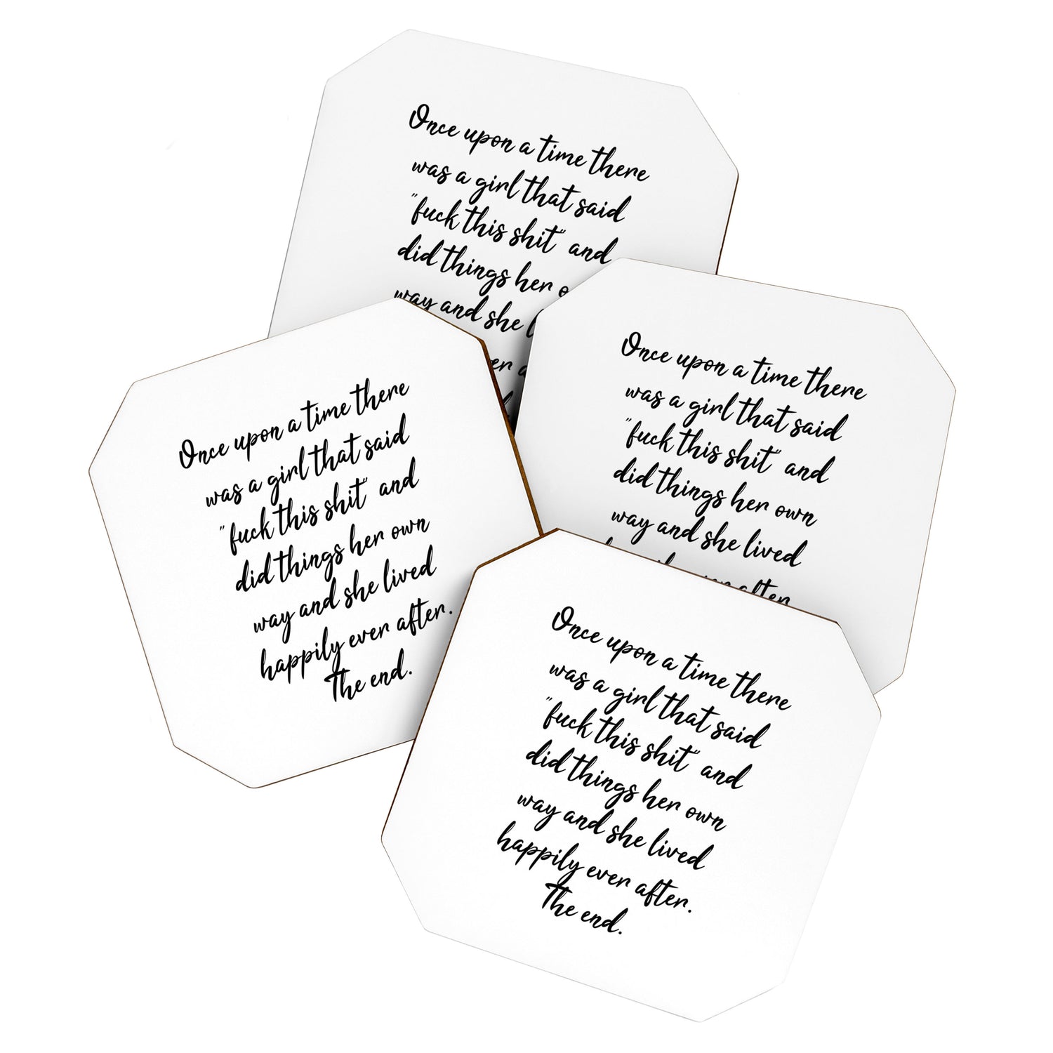 Once upon a time she said fuck this - pretty script Coaster Gallery Image 1