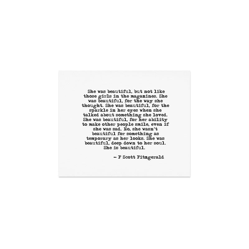 She was beautiful - Fitzgerald quote Art Print Gallery Image 1