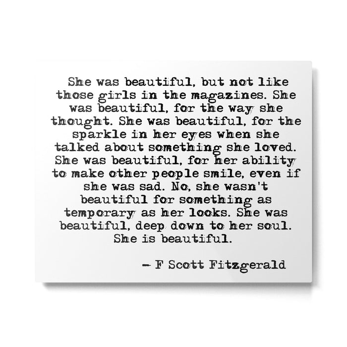 She was beautiful - Fitzgerald quote Metal Print Gallery Image 1