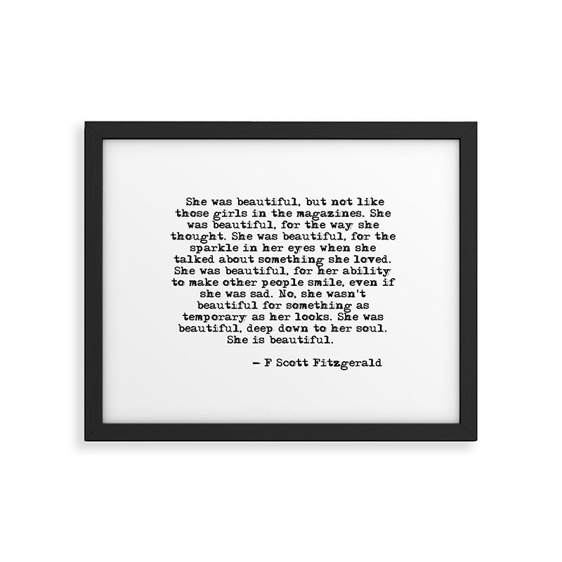 She was beautiful - Fitzgerald quote Framed Art Print Gallery Image 6