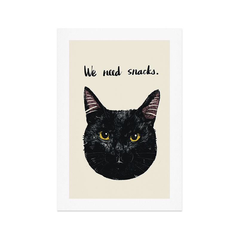 Black Cat needs snacks Art Print Gallery Image 1