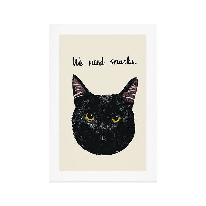 Black Cat needs snacks Art Print Gallery Image 1
