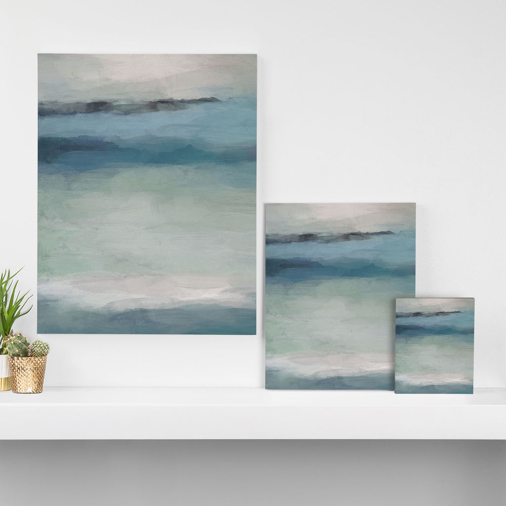 Dragons Teeth Maui - Abstract Painting, Light Blue, Teal, Sage Green Prints Modern Wall Art Canvas Print Gallery Image 3