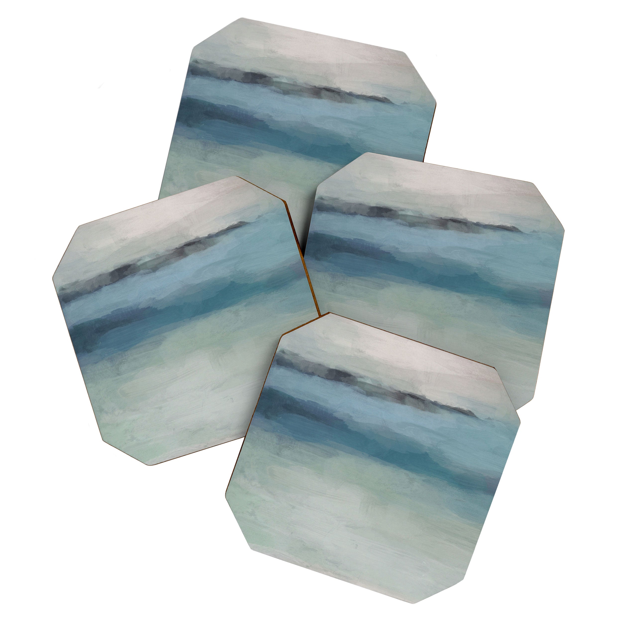 Dragons Teeth Maui - Abstract Painting, Light Blue, Teal, Sage Green Prints Modern Wall Art Coaster Gallery Image 1