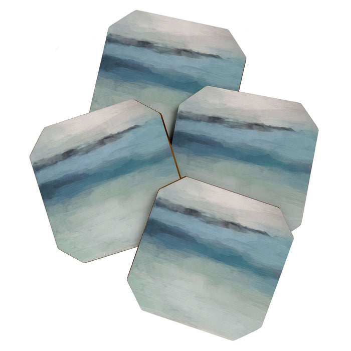 Dragons Teeth Maui - Abstract Painting, Light Blue, Teal, Sage Green Prints Modern Wall Art Coaster Gallery Image 1