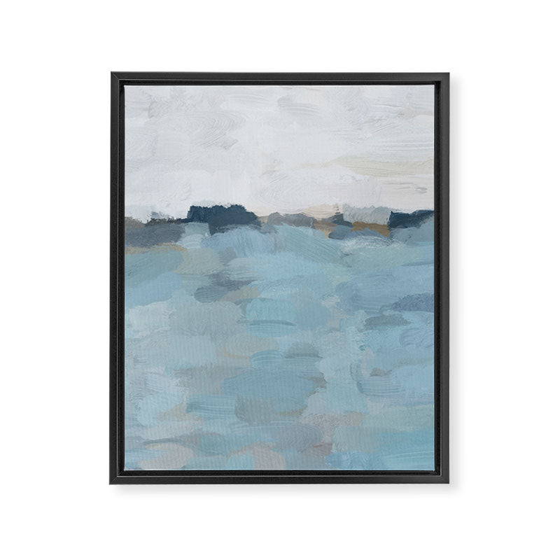 Almost Home - Navy & Baby Blue Abstract Ocean Nature Art Coastal Painting Framed Canvas Print Gallery Image 6