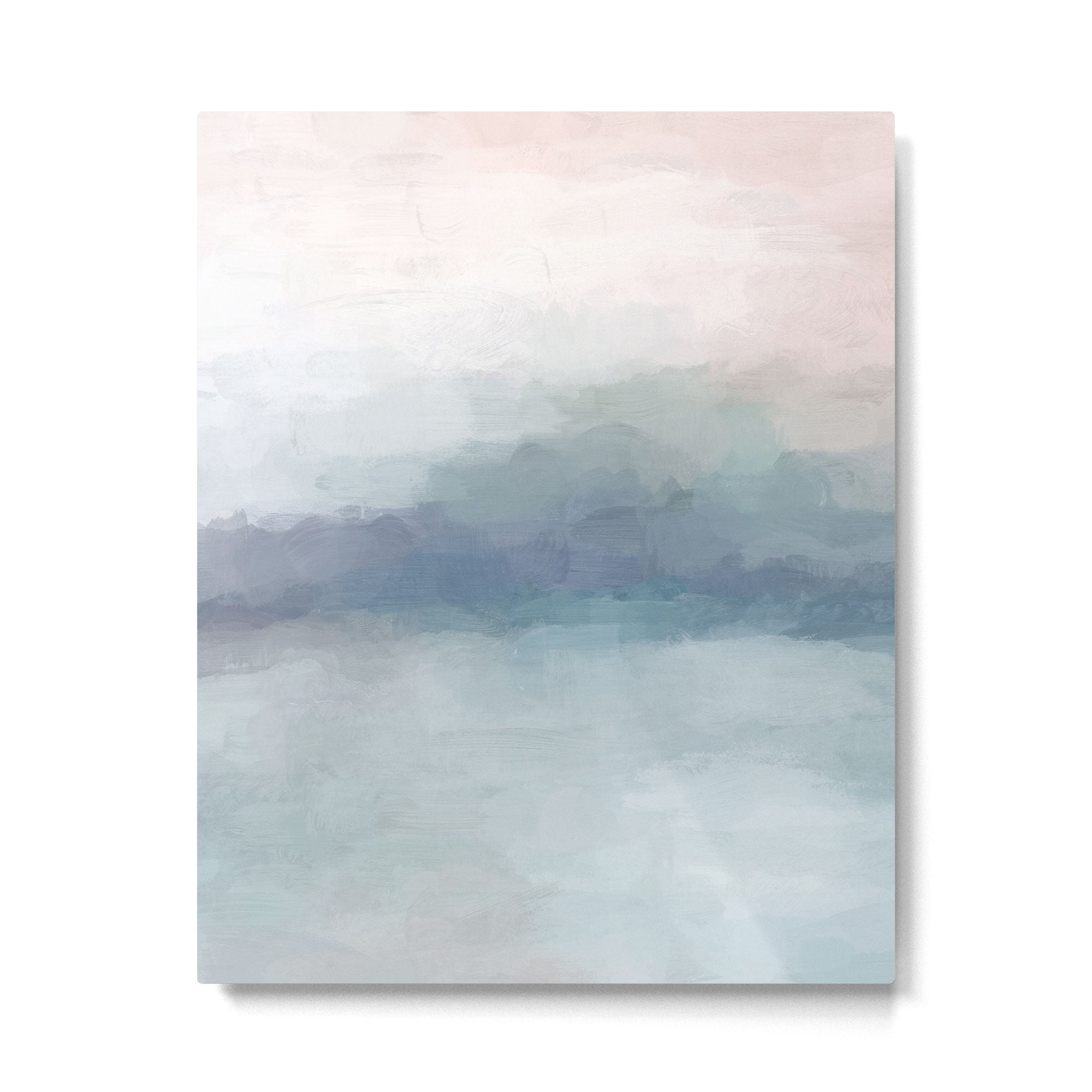 Atlantic Ocean Sunrise I - Blush Pink Mint Sky Baby Blue Abstract Sky Wall Art Water Clouds Painting Metal Print Gallery Image 4