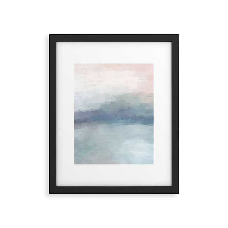 Atlantic Ocean Sunrise I - Blush Pink Mint Sky Baby Blue Abstract Sky Wall Art Water Clouds Painting Framed Art Print Gallery Image 5
