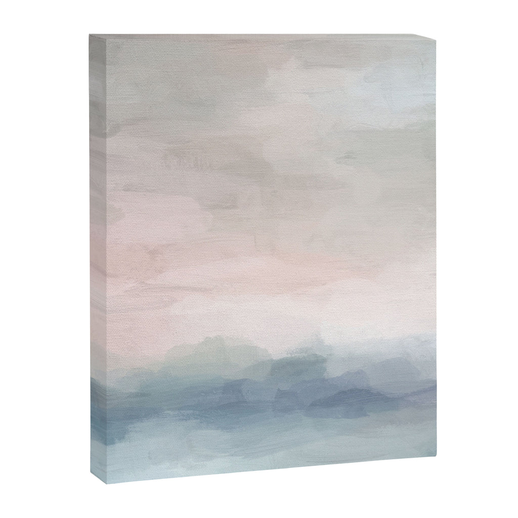 Atlantic Ocean Sunrise II - Blush Pink Mint Sky Baby Blue Abstract Sky, Water Clouds Painting Canvas Print Gallery Image 6