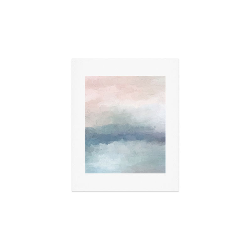 Atlantic Ocean Sunrise III - Blush Pink Mint Sky Baby Blue Abstract Sky Art Water Clouds Painting Art Print Gallery Image 1