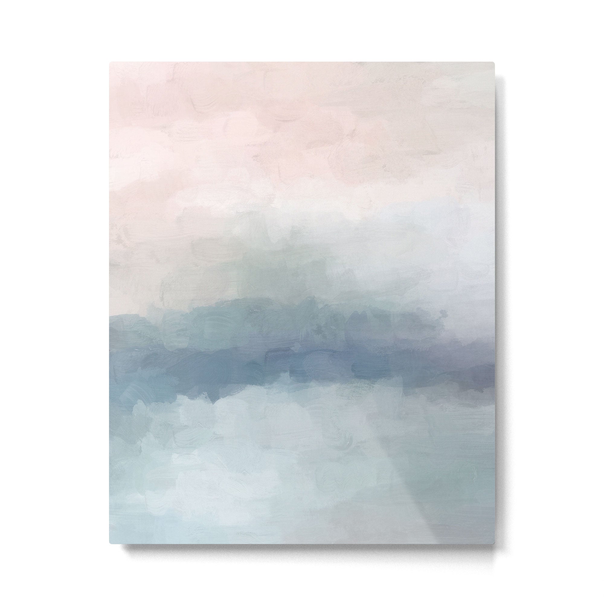 Atlantic Ocean Sunrise III - Blush Pink Mint Sky Baby Blue Abstract Sky Art Water Clouds Painting Metal Print Gallery Image 4