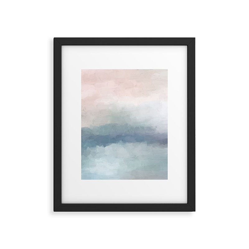 Atlantic Ocean Sunrise III - Blush Pink Mint Sky Baby Blue Abstract Sky Art Water Clouds Painting Framed Art Print Gallery Image 5