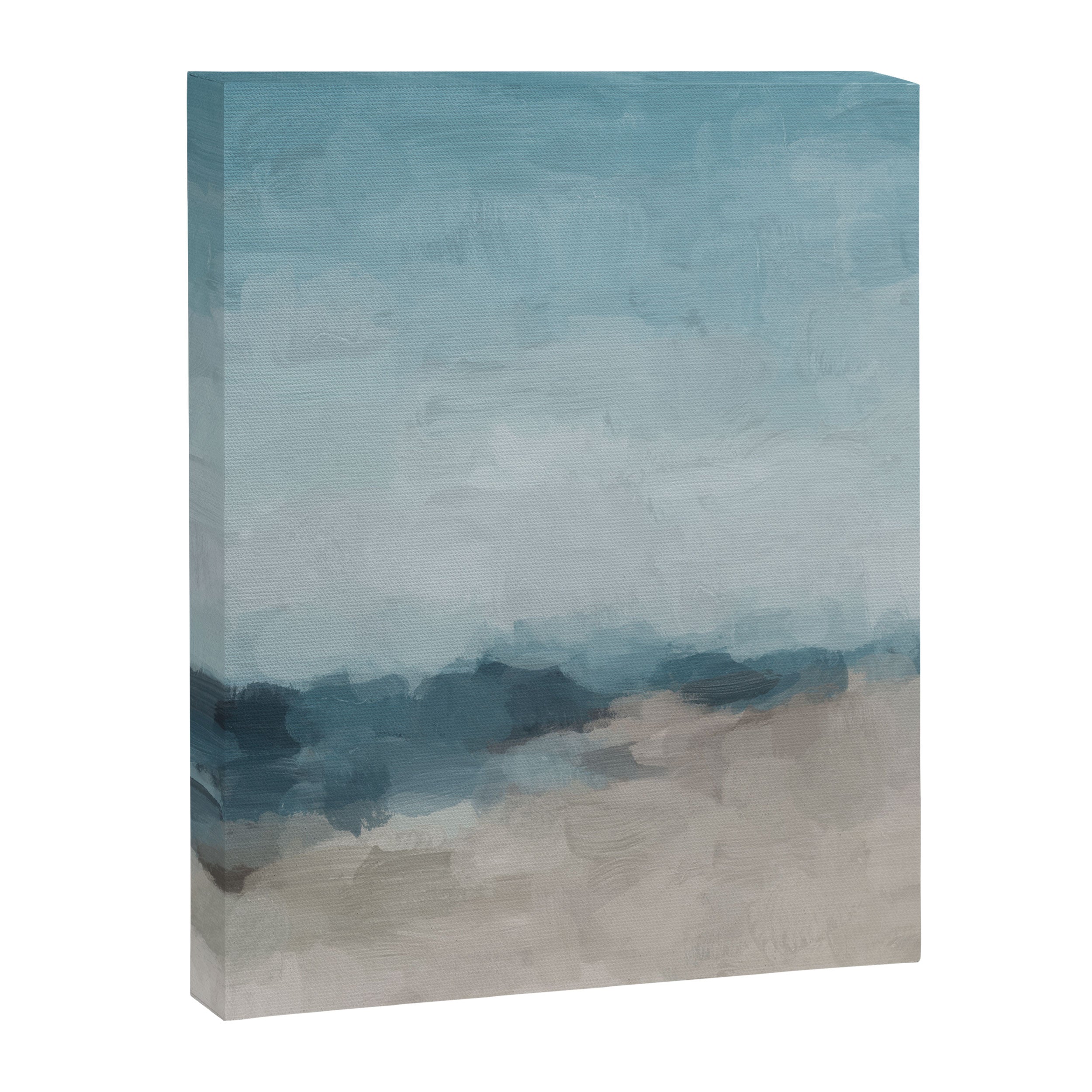 Beach Day I - Navy Ocean Horizon Sandy Sunny Clear Blue Skies Abstract Nature Painting Wall Art Canvas Print Gallery Image 6