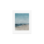 Beach Day I - Navy Ocean Horizon Sandy Sunny Clear Blue Skies Abstract Nature Painting Wall Art Art Print Gallery Image 1