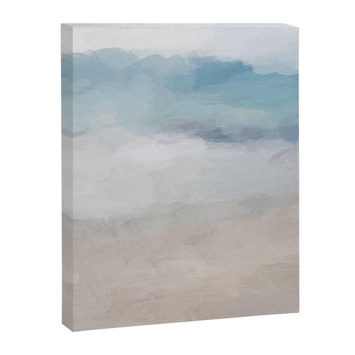 Beach Dream I - Light Aqua Blue Ocean Shore Waves Horizon Sandy Beige Abstract Ocean Painting Canvas Print Gallery Image 1