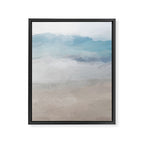 Beach Dream I - Light Aqua Blue Ocean Shore Waves Horizon Sandy Beige Abstract Ocean Painting Framed Canvas Print Gallery Image 6