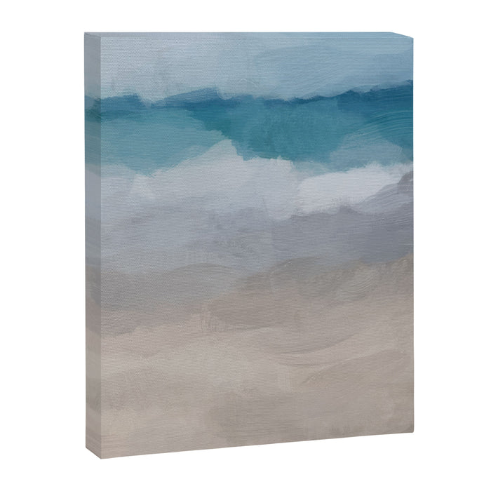 Beach Dream II - Aqua Blue Ocean Shore Break Waves Horizon Sandy Abstract Ocean Painting Art Print Canvas Print Gallery Image 1