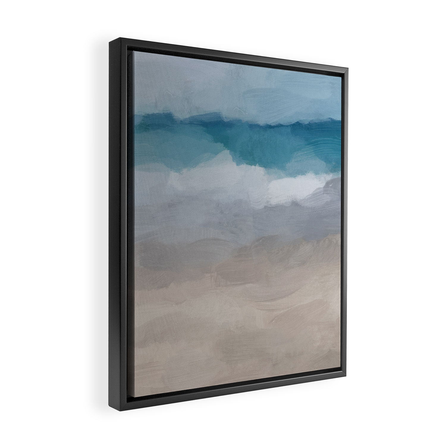 Beach Dream II - Aqua Blue Ocean Shore Break Waves Horizon Sandy Abstract Ocean Painting Art Print Framed Canvas Print Gallery Image 2