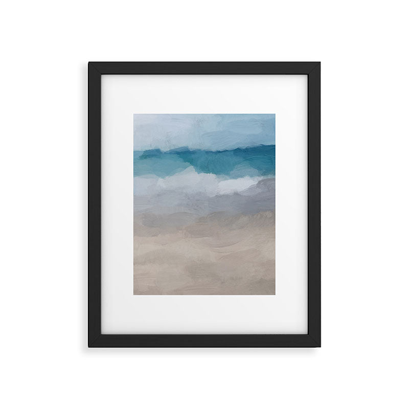 Beach Dream II - Aqua Blue Ocean Shore Break Waves Horizon Sandy Abstract Ocean Painting Art Print Framed Art Print Gallery Image 5