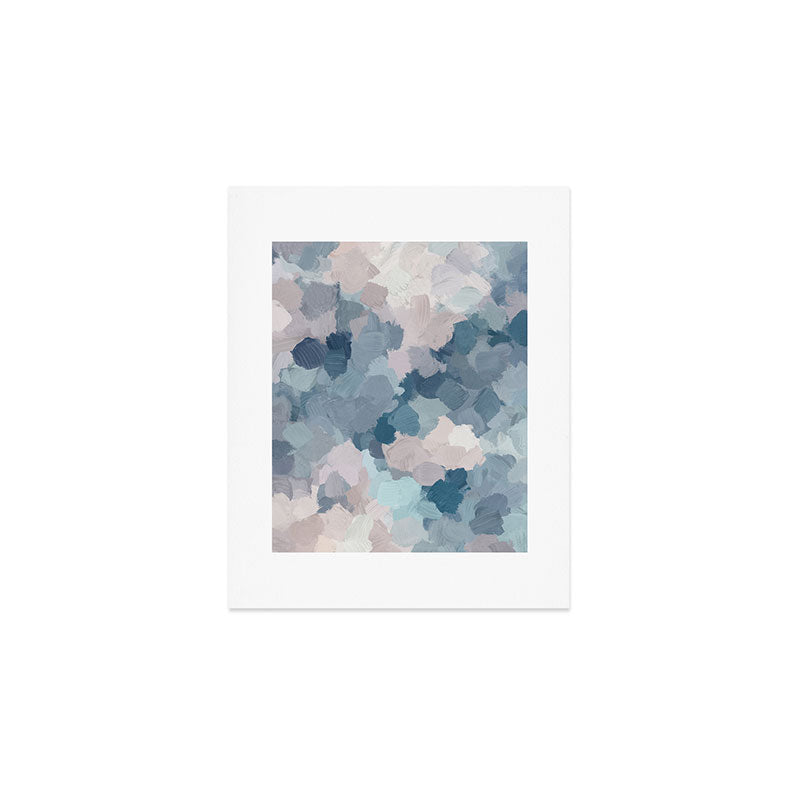 Beautiful Breeze I - Mint Aqua Navy Indigo Blue Blush Pink Abstract Painting, Modern Wall Art Art Print Gallery Image 1