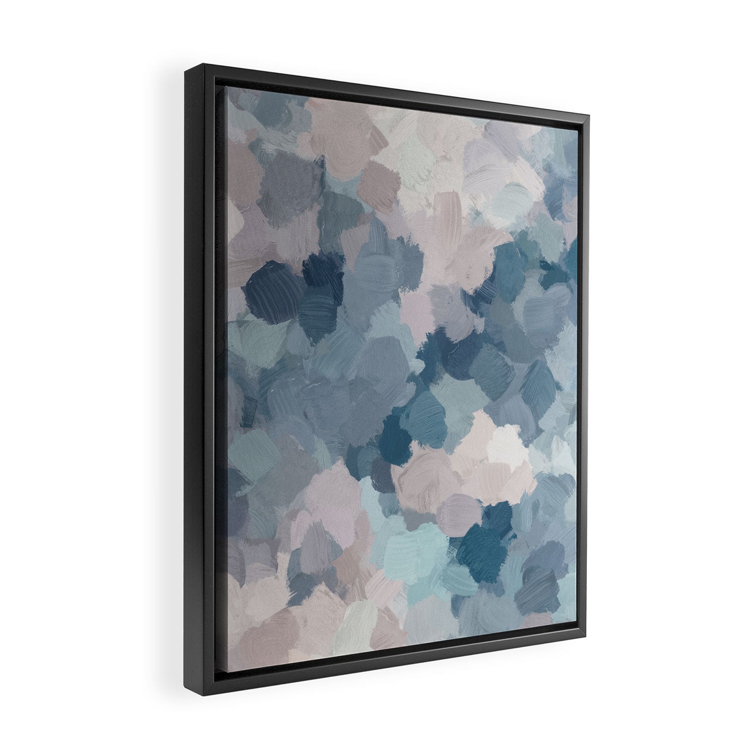 Beautiful Breeze I - Mint Aqua Navy Indigo Blue Blush Pink Abstract Painting, Modern Wall Art Framed Canvas Print Gallery Image 2