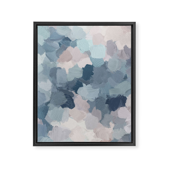 Beautiful Breeze II - Mint Aqua Navy Indigo Blue Blush Pink Abstract Nature Ocean Painting Art Print Framed Canvas Print Gallery Image 1
