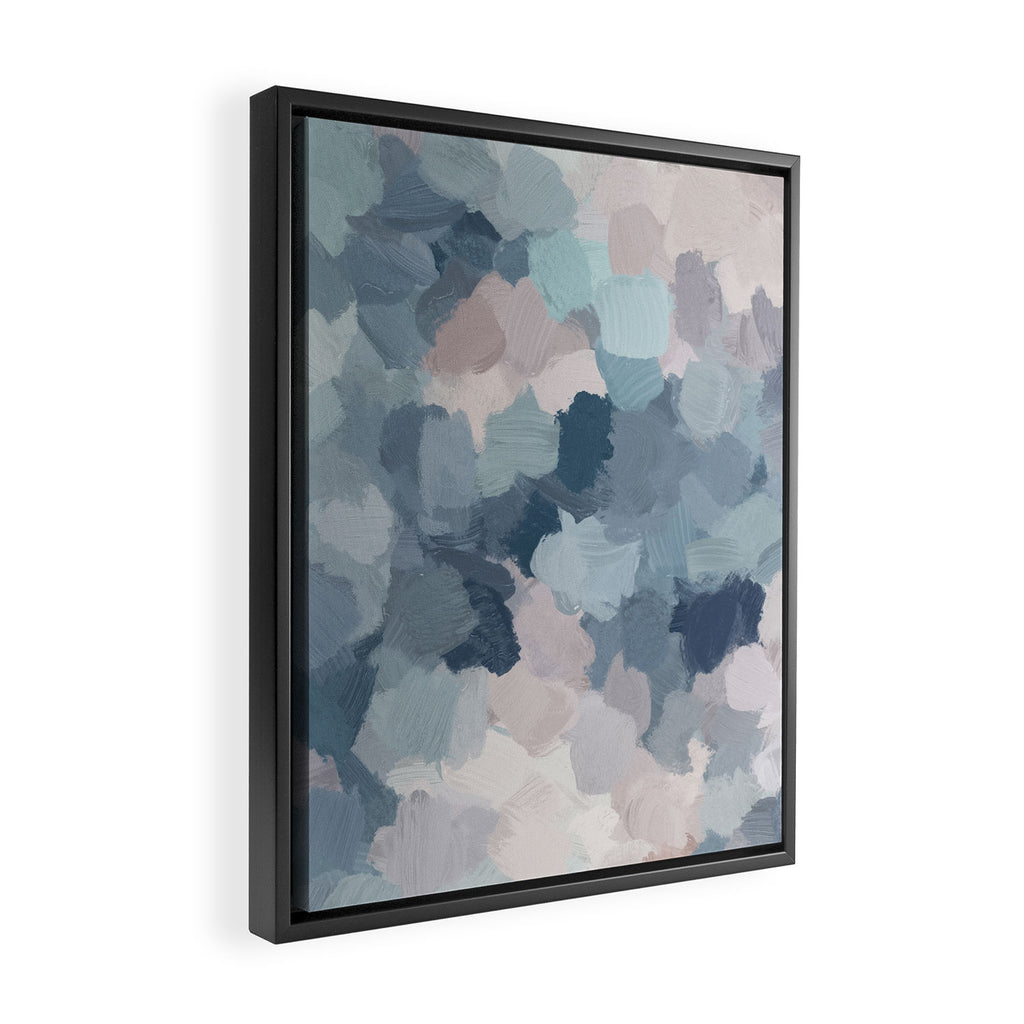 Beautiful Breeze II - Mint Aqua Navy Indigo Blue Blush Pink Abstract Nature Ocean Painting Art Print Framed Canvas Print Gallery Image 2