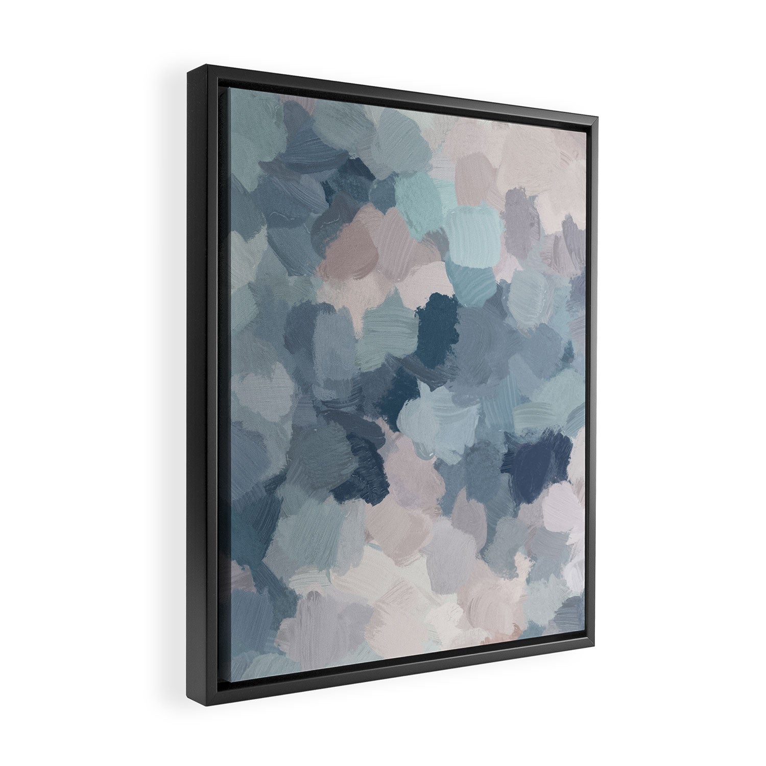 Beautiful Breeze II - Mint Aqua Navy Indigo Blue Blush Pink Abstract Nature Ocean Painting Art Print Framed Canvas Print Gallery Image 2