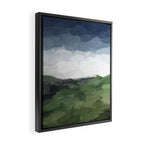 Before Nightfall - Navy Indigo Blue White Clouds Green Farmland Horizon Abstract Nature Painting Framed Canvas Print Gallery Image 2