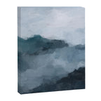 Big Wave Sunset - Navy Blue Surf Indigo Light Blue Clouds Abstract Nature Ocean Painting Art Print Canvas Print Gallery Image 6