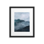 Big Wave Sunset - Navy Blue Surf Indigo Light Blue Clouds Abstract Nature Ocean Painting Art Print Framed Art Print Gallery Image 5