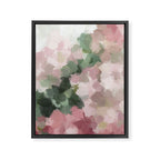 Blurry Bouquet - Forest Green Fuchsia Blush Dark Pink Abstract Flower Nature Painting Art Print Framed Canvas Print Gallery Image 6
